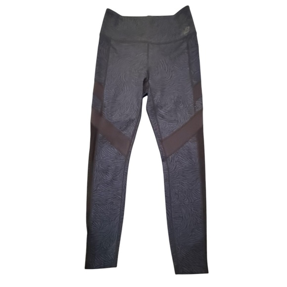 New Balance Women’s Navy/Black Patterned Leggings w/ Mesh Panels & Pockets Small - Picture 1 of 11